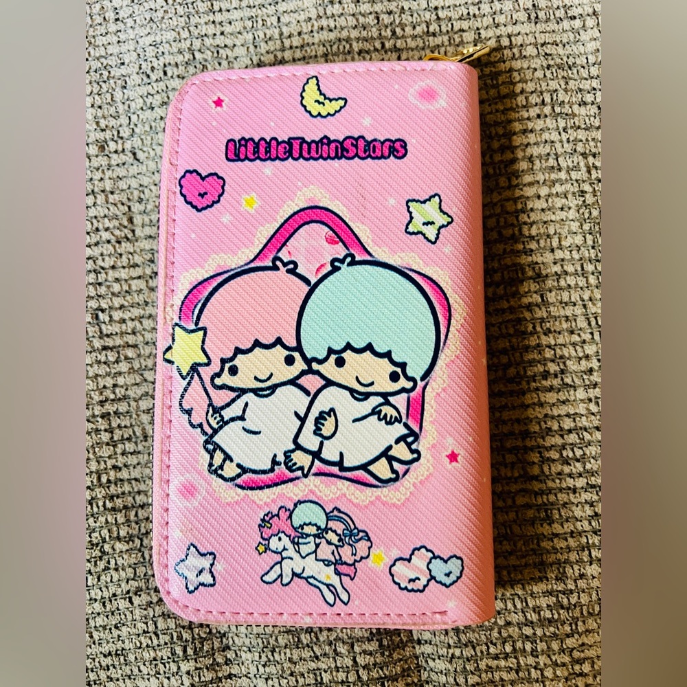 Sanrio Little Twin Stars Multi Pocket Zipper Wallet Good Condition Medium Vegan